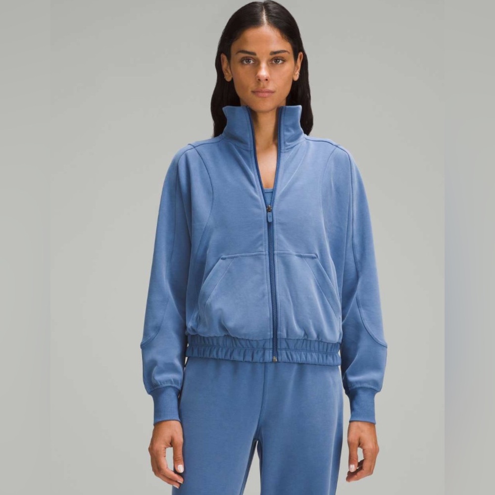 Lululemon Brushed Softstreme Funnel-Neck Zip Up, Size 10, Pitch Blue